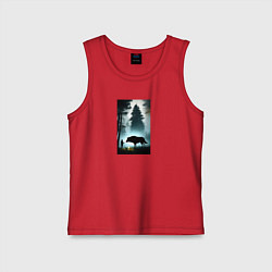 Майка детская хлопок Лесник и волк, цвет: красный