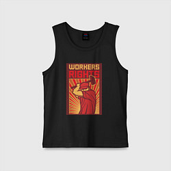 Майка детская хлопок Права работников, цвет: черный