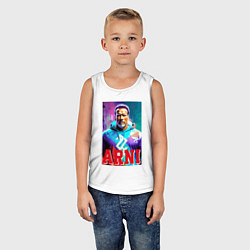Майка детская хлопок Super Arnold Schwarzenegger - Arni ai pop art, цвет: белый — фото 2
