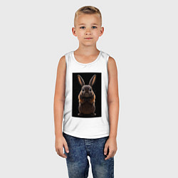 Майка детская хлопок Милый черный кролик, цвет: белый — фото 2