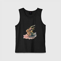 Майка детская хлопок Акварельный милый заяц, цвет: черный