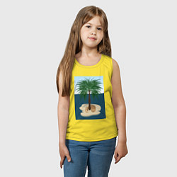 Майка детская хлопок Кот под пальмой на острове, цвет: желтый — фото 2