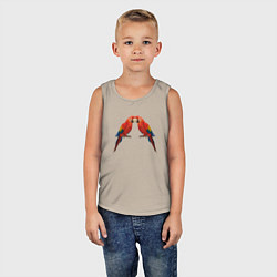 Майка детская хлопок Пара красных попугаев, цвет: миндальный — фото 2