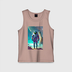 Детская майка Космонавт на планете динозавров - нейросеть