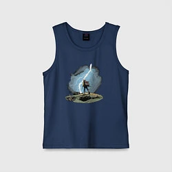 Майка детская хлопок Дурак на холме ловит молнию, цвет: тёмно-синий