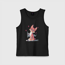 Майка детская хлопок Лис кривляется, цвет: черный