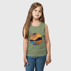 Майка детская хлопок Пейзаж в стиле Густава Климта, абстракция, цвет: авокадо — фото 2