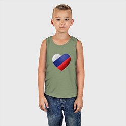 Майка детская хлопок Флаг России в сердце, цвет: авокадо — фото 2