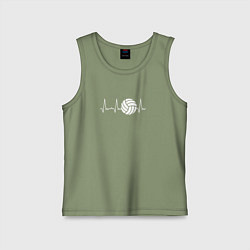 Майка детская хлопок Сердце волейболиста, цвет: авокадо