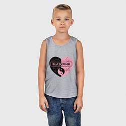 Майка детская хлопок Blackpink сердце, цвет: меланж — фото 2