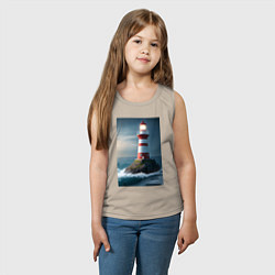 Майка детская хлопок Маяк в море, цвет: миндальный — фото 2