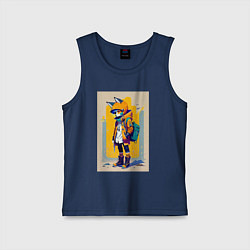 Майка детская хлопок Fox cub - urban style - neural network, цвет: тёмно-синий