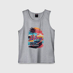 Майка детская хлопок Автомобиль на пляже, цвет: меланж