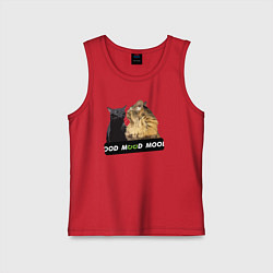 Майка детская хлопок Черный и рыжий кот - Mood, цвет: красный