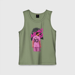 Майка детская хлопок Лионель Месси Интер Майами 10, цвет: авокадо