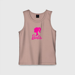 Майка детская хлопок Розовый логотип Барби, цвет: пыльно-розовый