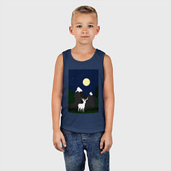 Майка детская хлопок Олень под луной, цвет: тёмно-синий — фото 2