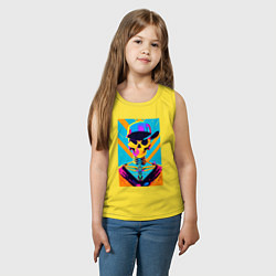 Майка детская хлопок Прикольный череп в шляпе - поп-арт, цвет: желтый — фото 2