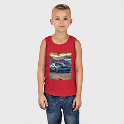 Майка детская хлопок Авто Додж Челленджер, цвет: красный — фото 2