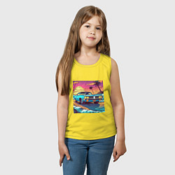 Майка детская хлопок Автомобиль Dodge в стиле retrowave, цвет: желтый — фото 2