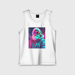 Майка детская хлопок Модный Санта в неоновом свете, цвет: белый