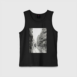 Майка детская хлопок Черно-белый париж, цвет: черный