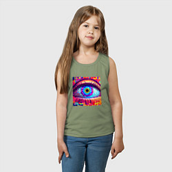 Майка детская хлопок Глаз в стиле арт, цвет: авокадо — фото 2