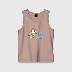 Майка детская хлопок Воробей гитарист собирает донаты, цвет: пыльно-розовый