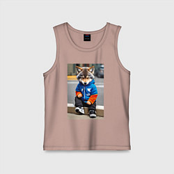 Майка детская хлопок Уличный волчонок-хулиган - нейросеть, цвет: пыльно-розовый