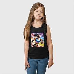 Майка детская хлопок Девушка спринтер, цвет: черный — фото 2