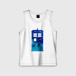 Майка детская хлопок Space tardis, цвет: белый