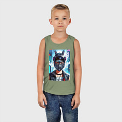 Майка детская хлопок Красавица в рогатом шлеме - киберпанк, цвет: авокадо — фото 2