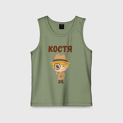 Майка детская хлопок Костя - любознательный мальчик, цвет: авокадо
