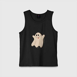 Майка детская хлопок Привидение смешное, цвет: черный