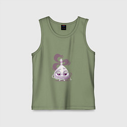 Майка детская хлопок Воняющий улыбающийся чеснок, цвет: авокадо