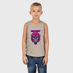 Майка детская хлопок Purple crazy monkey, цвет: миндальный — фото 2