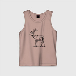 Майка детская хлопок Олень сзади, цвет: пыльно-розовый