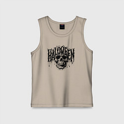 Майка детская хлопок Череп Хэллоуина, цвет: миндальный