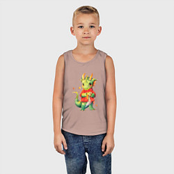 Майка детская хлопок Милый дракончик в свитере, цвет: пыльно-розовый — фото 2