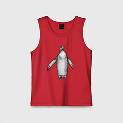 Майка детская хлопок Пингвин штрихами, цвет: красный