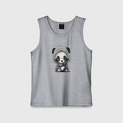 Майка детская хлопок Грустная панда, цвет: меланж