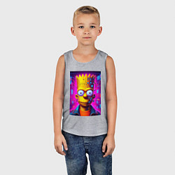 Майка детская хлопок Портрет Барта Симпсона - киберпанк, цвет: меланж — фото 2