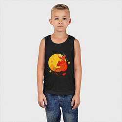 Майка детская хлопок Красный дракон на фоне луны, цвет: черный — фото 2