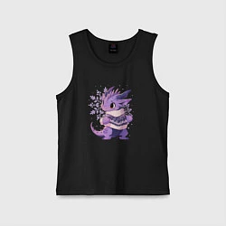 Майка детская хлопок Фиолетовый дракон в свитере, цвет: черный