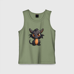 Майка детская хлопок Дракончик чудо с крыльями, цвет: авокадо