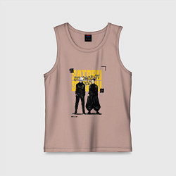 Майка детская хлопок Гето и Годжо - Магическая битва, цвет: пыльно-розовый