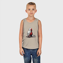 Майка детская хлопок Красный попугай, цвет: миндальный — фото 2