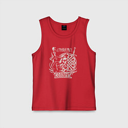 Майка детская хлопок Воин Евпатий Коловрат - страха нет, цвет: красный