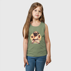 Майка детская хлопок Карате мопс, цвет: авокадо — фото 2