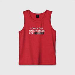 Майка детская хлопок I only get on my knees - Tian guan ci fu, цвет: красный